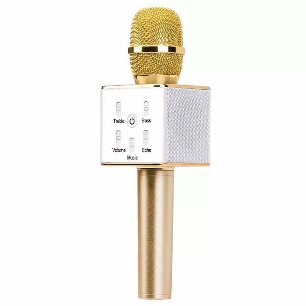 🪞 UZ Karaoke Microphone Speaker wireless bluetooth connection in white gold